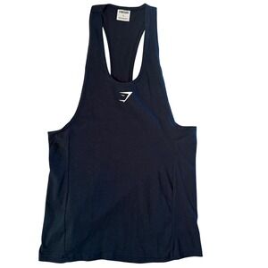 Gymshark Stringer Tank Top Mens Small Navy Blue‎ Racerback Workout Tee NWOT
